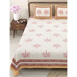Myntra Elegant Homes Orange & Red Floral 180 TC King Bedsheet with 2 Pillow Covers-picture-15