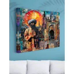 Myntra Elegant Homes Orange Colored & Blue Mughal Printed Canvas Wall Art-picture-25