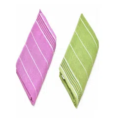 Myntra Elegant Homes Pack of 2 Purple & Green Striped 500 GSM Towel Set-picture-31