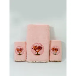 Myntra Elegant Homes Peach & White 3 Piece Printed Cotton 500 GSM Towel Set-picture-38