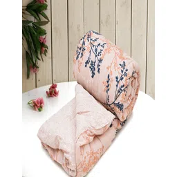 Myntra Elegant Homes Peach-Coloured & Blue Floral Printed Double Bed Comforter-picture-33