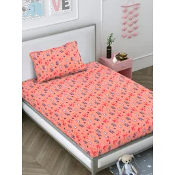 Myntra Elegant Homes Peach-Coloured Printed Woollen Single Bedsheet Set 2.2 m x 1.5 m-picture-16