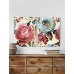 Myntra Elegant Homes Pink & Blue 2 Pieces Floral And Botanical Printed Wall Arts-image-43