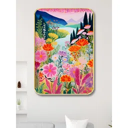 Myntra Elegant Homes Pink & Blue Floral and Botanical Printed Wooden Wall Art-image-35