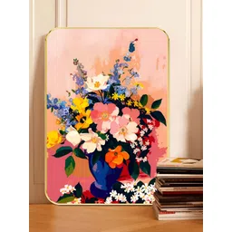 Myntra Elegant Homes Pink & Blue Floral And Botanical Wooden Wall Art-image-32