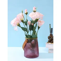 Myntra Elegant Homes Pink & Brown Woven Textured Glass Lantern Flower Vase With Handle-picture-41