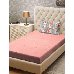 Myntra Elegant Homes Pink & White Floral Printed 300 TC Single Bedsheet Set 2.5 m x 1.5 m-picture-22