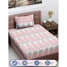 Myntra Elegant Homes Pink & White Printed 300 TC Single Bedsheet Set 2.25 m x 1.50 m-picture-17