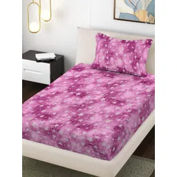 Myntra Elegant Homes Pink Printed 300TC Woolen Single Bedsheet Set 2.20 m x 1.50 m-picture-26
