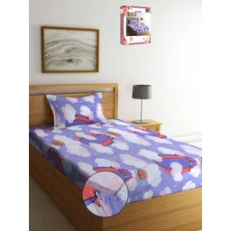 Myntra Elegant Homes Purple & White Printed 300 TC Single Bedsheet Set 2.25 m x 1.50 m-picture-10