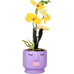 Myntra Elegant Homes Purple & Yellow Orchid Artificial Plant With Pot image 2