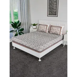 Myntra Elegant Homes Purple Printed 160 TC Cotton King Size Bedsheet Set 2.72 m x 2.29 m-picture-23