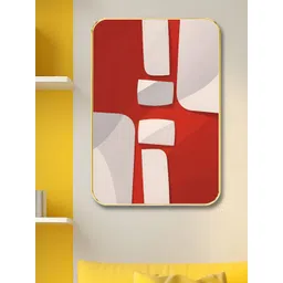 Myntra Elegant Homes Red & Off White Abstract Printed Wooden Wall Art-picture-41