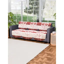 Myntra Elegant Homes Red & White Cotton Sofa Cover image 3