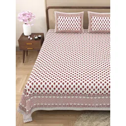 Myntra Elegant Homes Red & White Floral Cotton 180TC Double King Bedsheet Set-2.75mx2.25m-picture-12