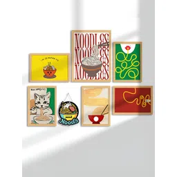 Myntra Elegant Homes Red & Yellow 6 and more Piece Synthetic Wood Abstract Wall Paintings-picture-25