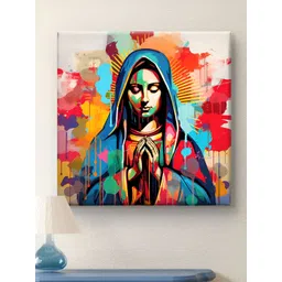 Myntra Elegant Homes Red & Yellow Mary Printed Canvas Wall Art-picture-22