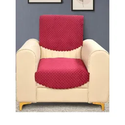 Myntra Elegant Homes Red Solid Velvet 2 Piece Sofa Cover Without Arms-picture-10