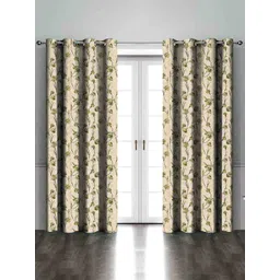 Myntra Elegant Homes Set Of 2 Cream Velvet Floral Door Curtain-picture-36