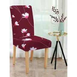 Myntra Elegant Homes Set Of 6 Maroon & Pink Printed Chair Covers-image-20