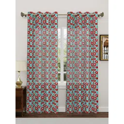 Myntra Elegant Homes Turquoise Blue & Red Set of 2 Ethnic Motifs Door Curtain-picture-33