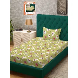 Myntra Elegant Homes Unisex Single Flat Bedsheet with 1 Pillow Covers-picture-13