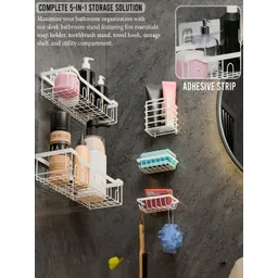 Myntra Elegant Homes White 5 Pieces Self Adhesive Bathroom Caddy image 4