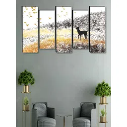 Myntra Elegant Homes White & Black 5 Pieces Wooden Goat Painting Wall Arts-picture-36