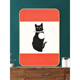 Myntra Elegant Homes White & Black Wood Minimalist Black Cat Sparkle Wall Art-picture-39