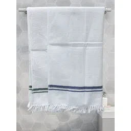 Myntra Elegant Homes White And Blue 2 Pieces Cotton 210 GSM Bath Towels-image-29
