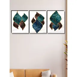 Myntra Elegant Homes White & Blue 3 Pieces Floral and Botanical Wall Paintings-picture-25