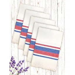 Myntra Elegant Homes White & Blue 5 Piece Striped Cotton 210 GSM Towel Set-picture-14
