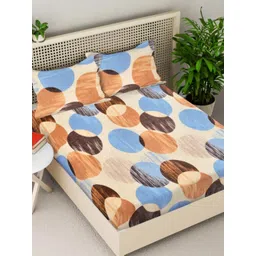 Myntra Elegant Homes White & Blue Printed 300 TC Double King Bedsheet Set 2.50 m x 2.25 m-picture-36