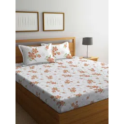 Myntra Elegant Homes White & Brown Floral Printed 300 TC King Bedsheet Set 2.50 x 2.20 m-picture-16