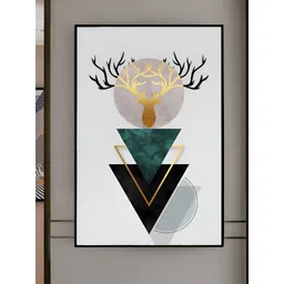 Myntra Elegant Homes White & Green Minimalist Geometric Canvas Wall Art-picture-11