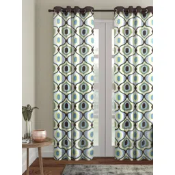 Myntra Elegant Homes White & Green Set of 2 Geometric Room Darkening Door Curtain-picture-15