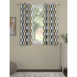 Myntra Elegant Homes White & Green Set of 2 Geometric Window-picture-20