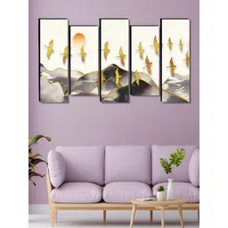 Myntra Elegant Homes White & Grey 5 Pieces Birds & Animals Wooden Wall Art-picture-31
