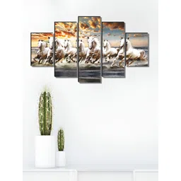 Myntra Elegant Homes White & Grey 5 Pieces Seven Running Horse Wooden Wall Art-picture-15