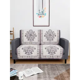Myntra Elegant Homes White & Grey Printed Cotton 4 Piece Sofa Cover-picture-11
