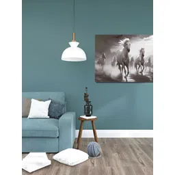 Myntra Elegant Homes White & Grey Running Horses Vastu Birds and Animals Canvas Wall Art-picture-11