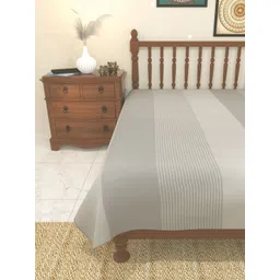 Myntra Elegant Homes White & Grey Striped 180 TC Cotton Single Bedsheet 1.5 m x 2.4 m-picture-21