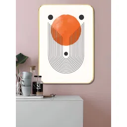 Myntra Elegant Homes White & Orange 1 Piece Wooden Geometric Wall Art-picture-16