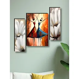 Myntra Elegant Homes White & Orange 3 Pieces Synthetic Wooden Wall Paintings-picture-37