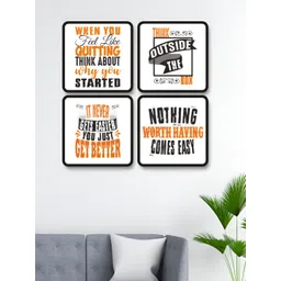 Myntra Elegant Homes White & Orange 4 Piece Wooden Wall Art-picture-39