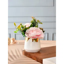 Myntra Elegant Homes White & Pink Artificial Flower With Pot-picture-31