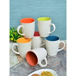Myntra Elegant Homes White & Red 6 Pieces Ceramic Glossy Mugs-picture-13