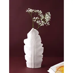 Myntra Elegant Homes White Feather Shaped Textured Ceramic Vase-picture-10