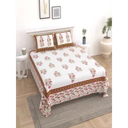 Myntra Elegant Homes White Floral Printed Floral 180 TC King Bedsheet Set 2.74 m x 2.54 m-picture-30