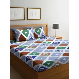 Myntra Elegant Homes White Geometric Printed 300 TC King Bedsheet Set 2.50 m x 2.20 m-picture-28